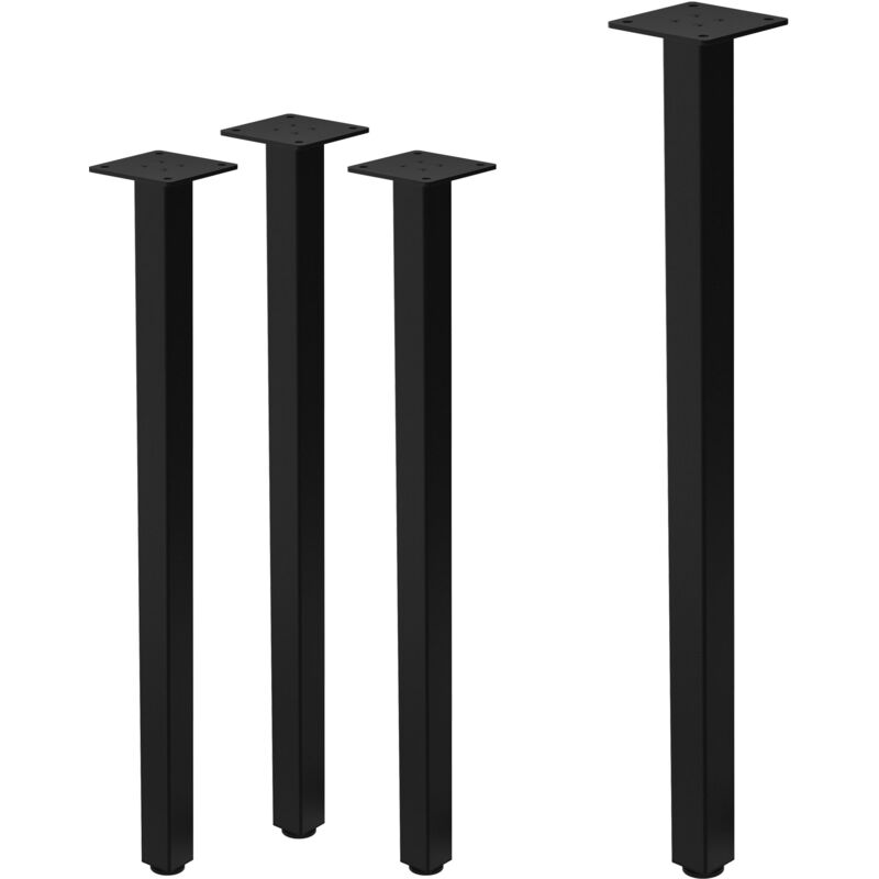 foto del prodotto set 4 gambe da tavolo i design 72 cm in acciaio verniciato a polvere nero lucido con piedini regolabili e piastra di montaggio 4 mm per tavolini