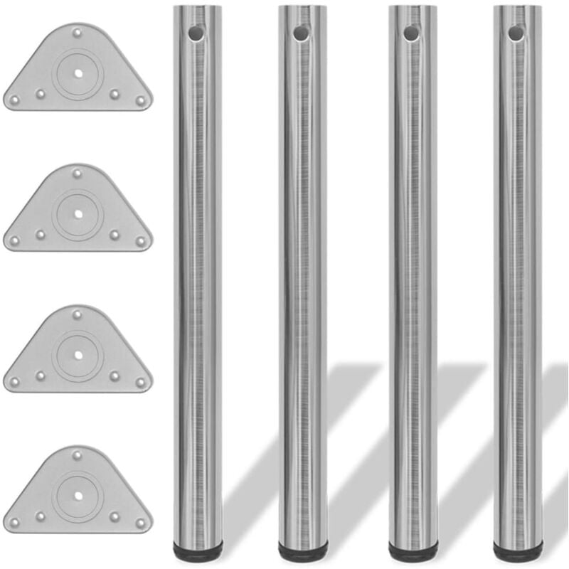foto del prodotto set 4 gambe nickel per tavolo regolabili in altezza con staffe angolari varie dimensioni dimensioni 710 mm