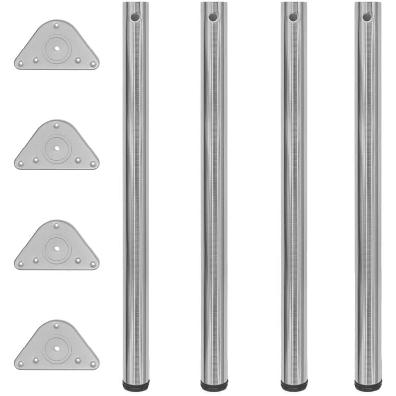 foto del prodotto set 4 gambe nickel per tavolo regolabili in altezza con staffe angolari varie dimensioni dimensioni 870 mm