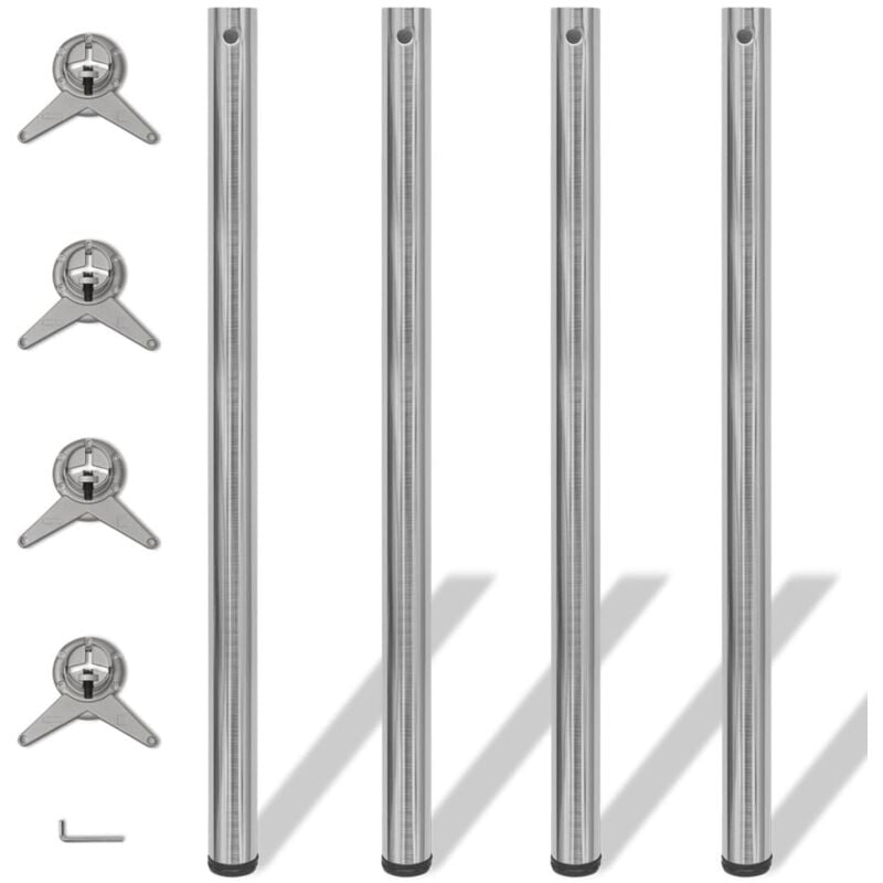 foto del prodotto set 4 gambe per tavolo regolabili in altezza placcate al nickel varie dimensioni dimensioni 1100 mm