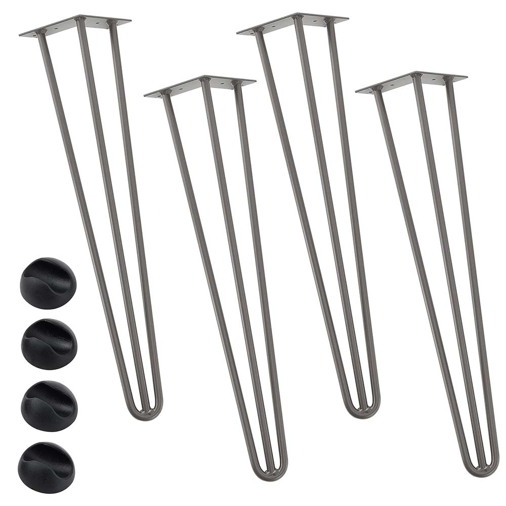 foto del prodotto set 4 gambe piedi tavolo pranzo scrivania 71cm metallo design moderno grigio