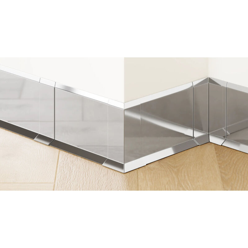foto del prodotto set 4 giunzioni fi in acciaio inossidabile per battiscopa 10cm x 3cm x 1.2cm argento lucidato