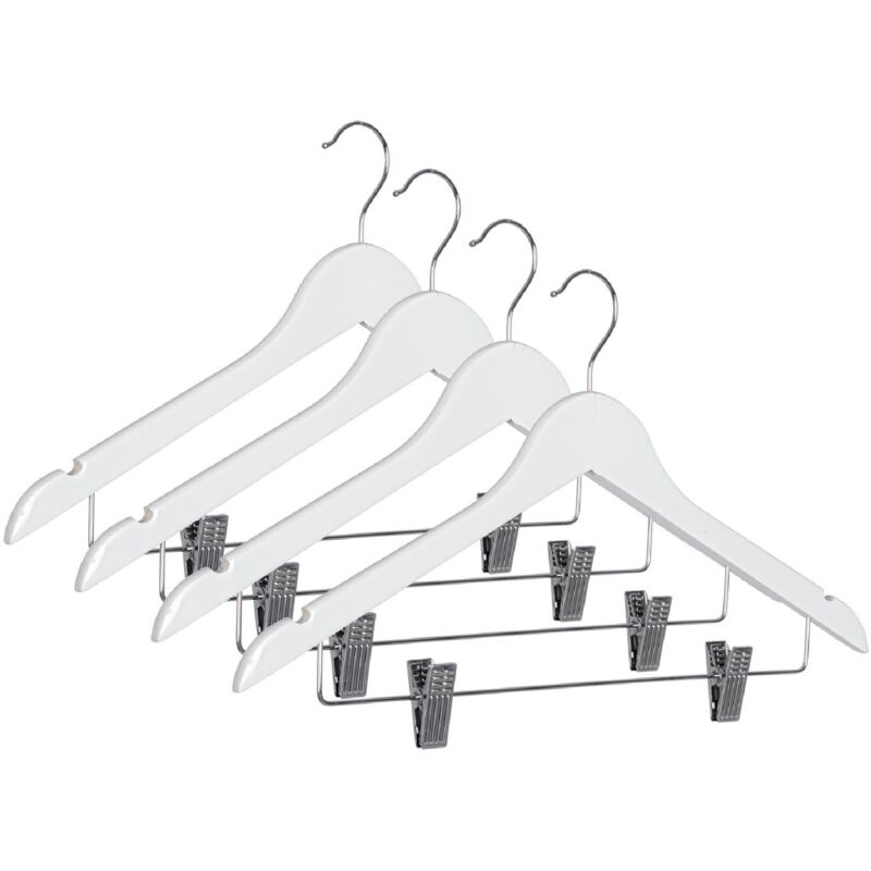 foto del prodotto set 4 gruccia dress con clip in legno e acciaio bianco