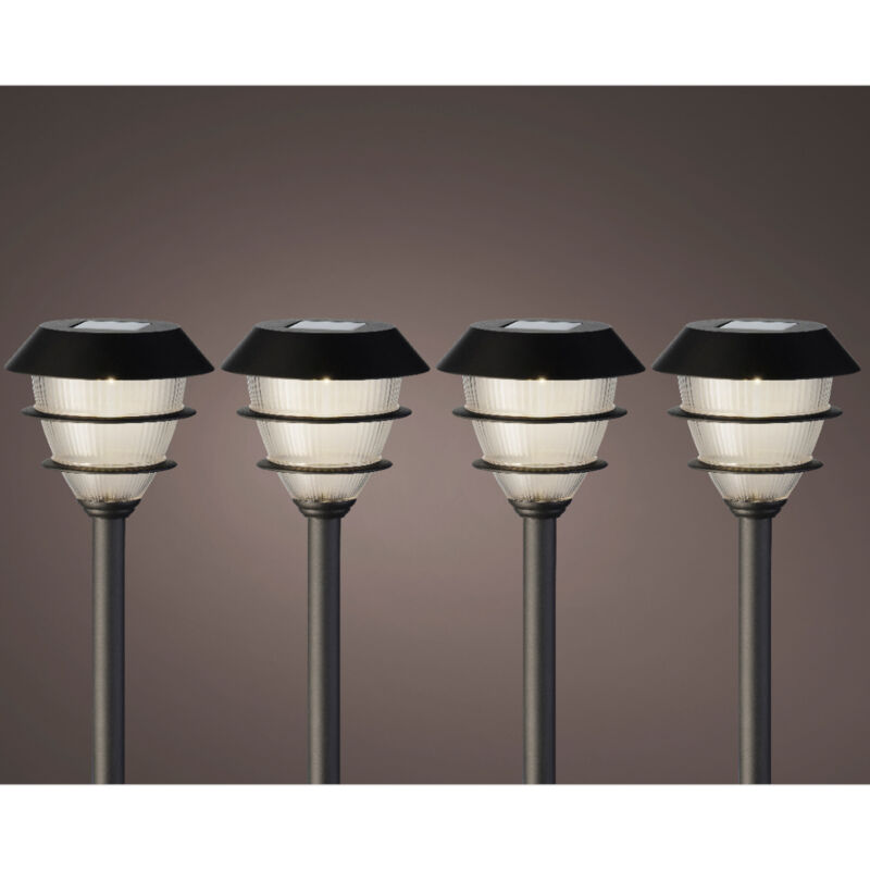 foto del prodotto set 4 lampade solari h31cm neri a luce calda