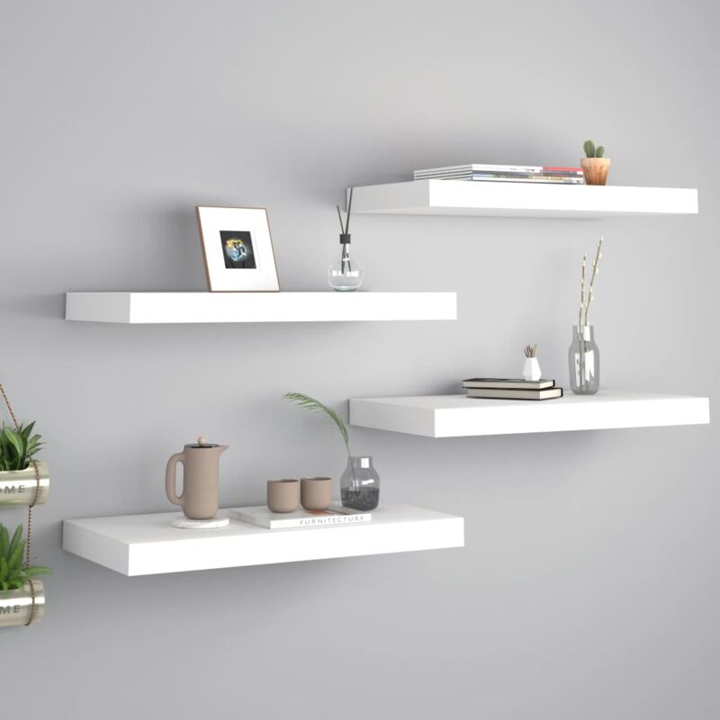 foto del prodotto set 4 mensole 50x23 cm a sospensione in legno disponibile in vari colori colore bianco