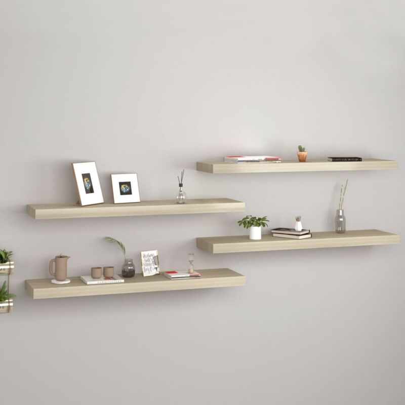 foto del prodotto set 4 mensole da parete 90x23 5cm disponibili in vari colori design moderno colore marrone