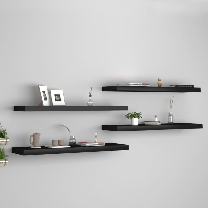 foto del prodotto set 4 mensole da parete 90x23 5cm disponibili in vari colori design moderno colore nero