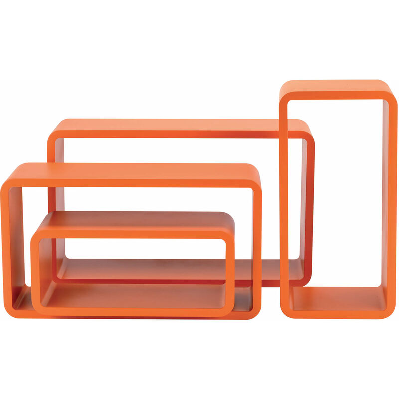 foto del prodotto set 4 mensole rettangolari stondate arancioni