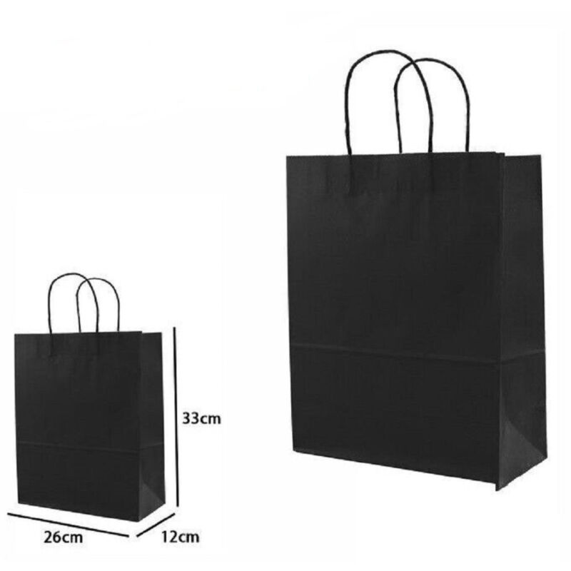 foto del prodotto set 4 pezzi buste borsa da regalo sacchetti carta colore nera 33x26x12 cm 68463 trade shop traesio