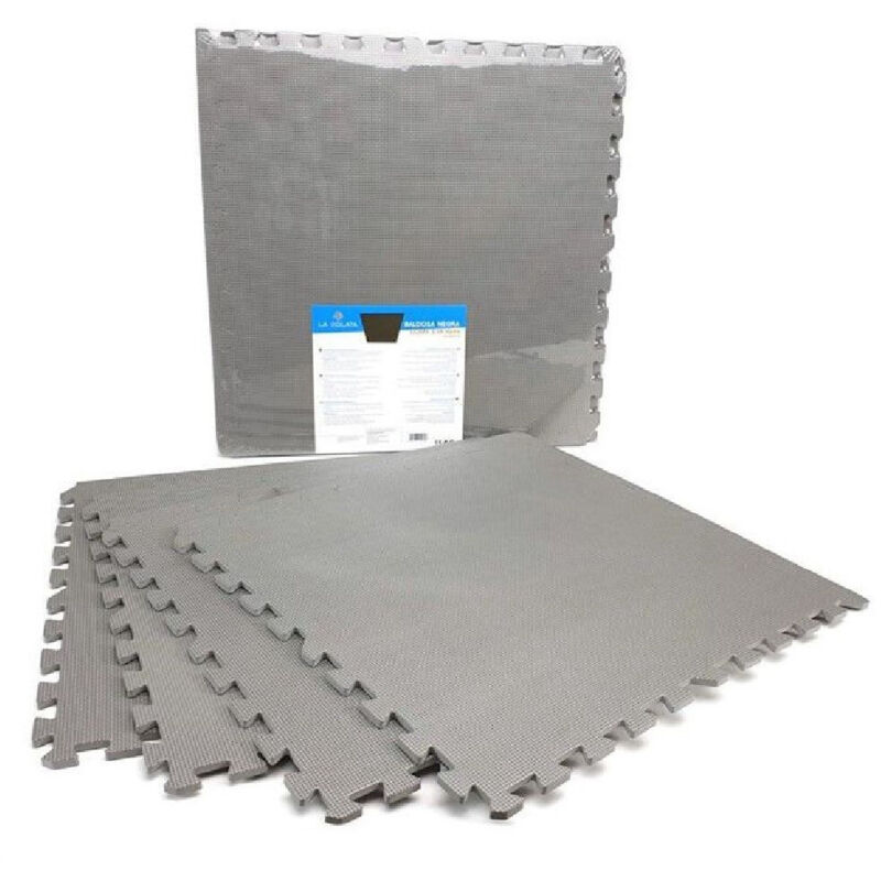 foto del prodotto set 4 pezzi piastrella eva colore grigio 60x60 cm tappeto puzzle multiuso 194702 trade shop traesio