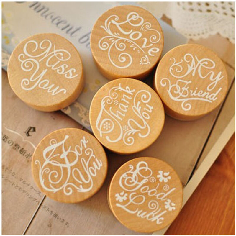 foto del prodotto set 4 pezzi timbri effetto legno happy birthday timbro doppio tampone - - trade shop traesio