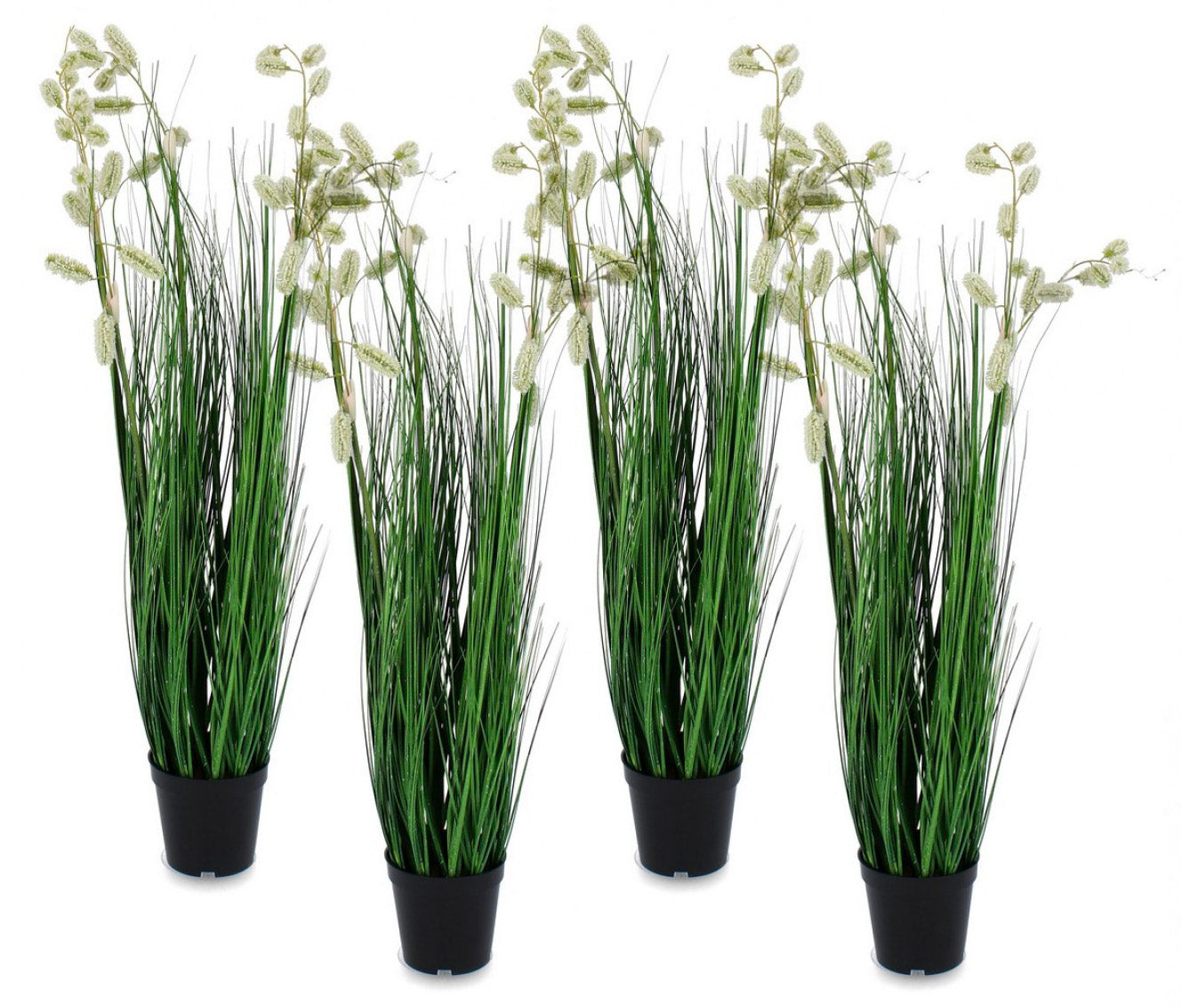 foto del prodotto set 4 piante artificiali con vaso 70x100 cm grevillea in plastica bianco