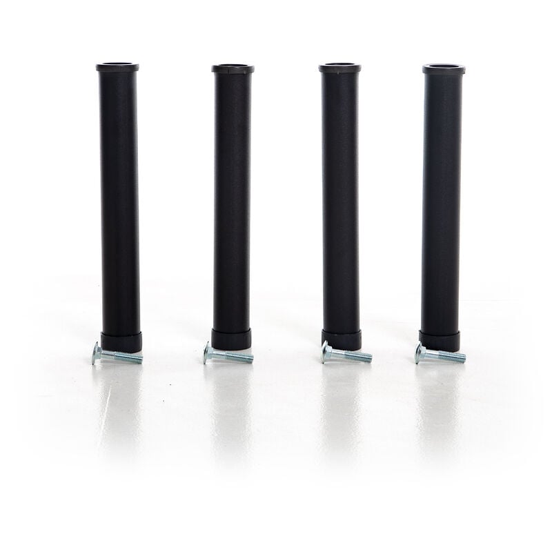 foto del prodotto set 4 piedini per rete letto, confezione da 4 gambe universali, con attacco a bullone singolo m10, lunghezza 30 cm, alta resistenza 100 made in
