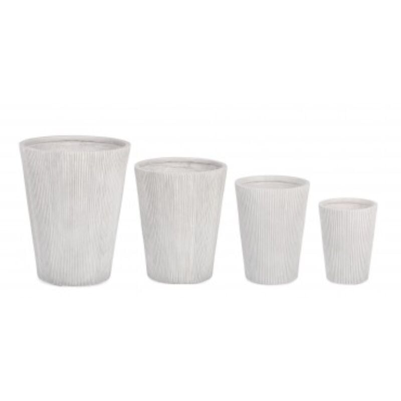 foto del prodotto set 4 portavaso ribbed svas bianco in argilla colorata per uso esterno.