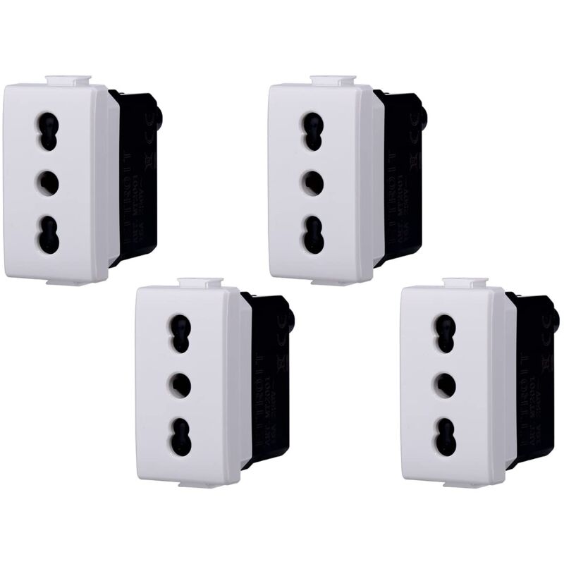 foto del prodotto set 4 prese bipasso bivalenti 2p t 16a compatibili con serie matix gloca
