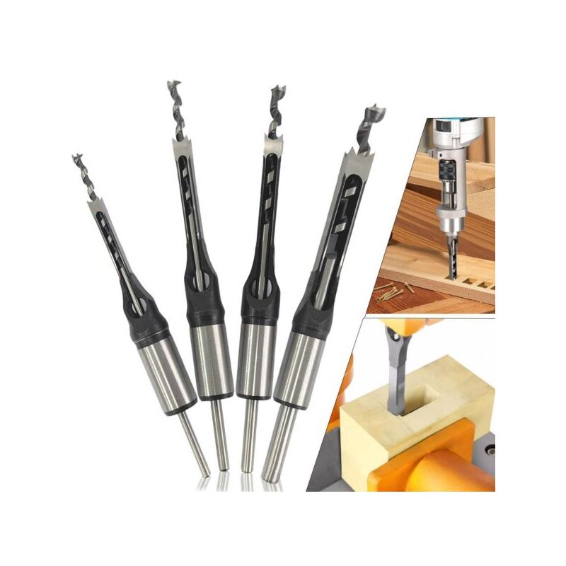foto del prodotto set 4 punte da trapano per fori quadrati per mortasatrice scalpelli per legno
