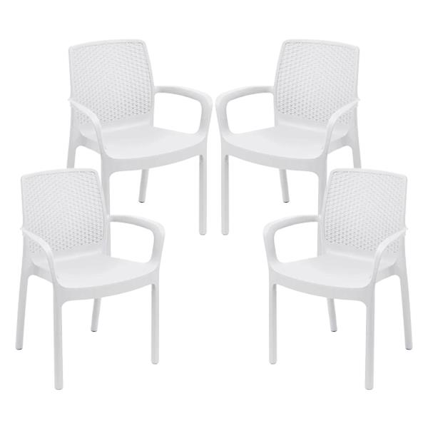 foto del prodotto set 4 pz poltrona regina da esterno in resina in colore bianco
