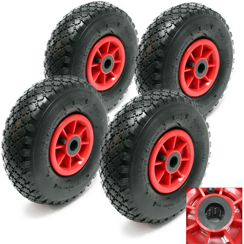 foto del prodotto set 4 ruote complete 3.00 4 ht2046 per carrelli a mano carriole portasacchi