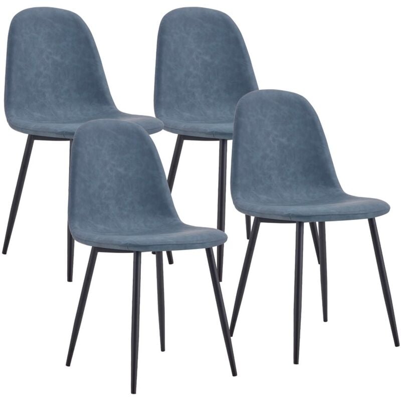 foto del prodotto set 4 sedie 43x42x86 cm in similpelle bella blu