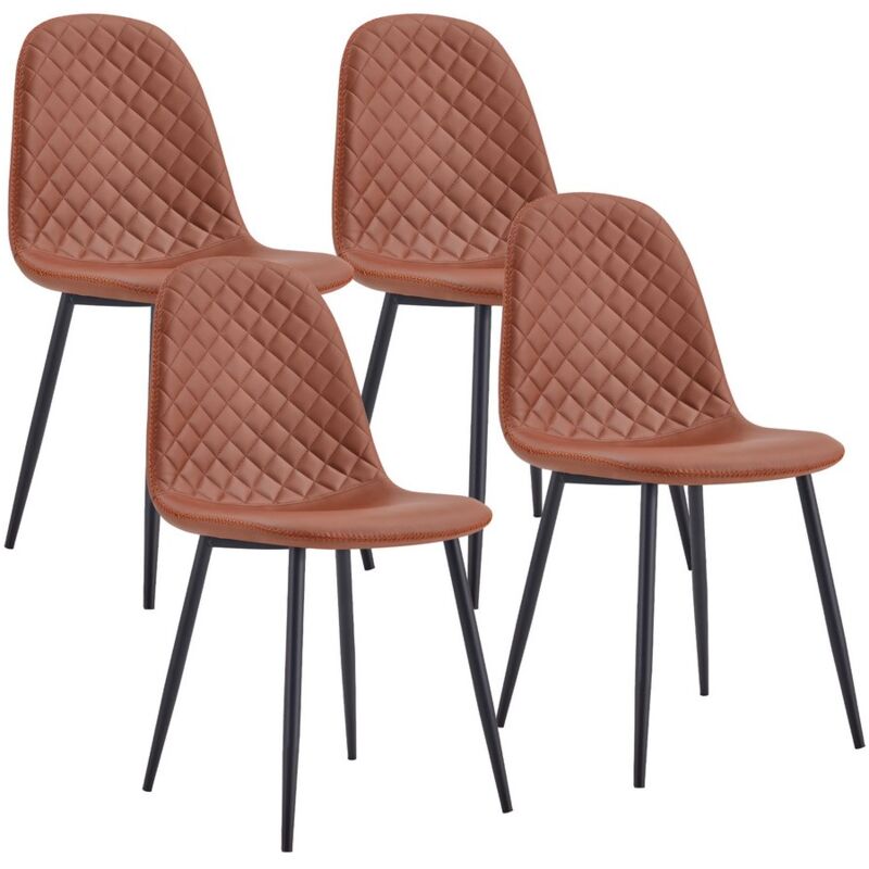 foto del prodotto set 4 sedie 43x42x86 cm in similpelle trapuntata bella marrone