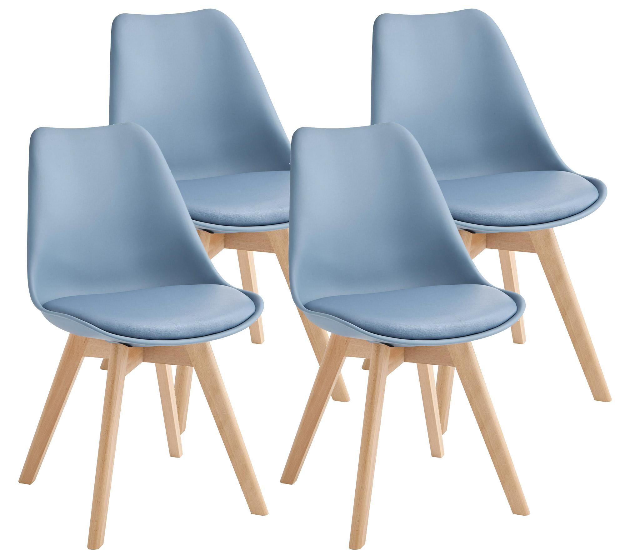 foto del prodotto set 4 sedie 52x48,5x82 cm in similpelle e legno di faggio tommy blu