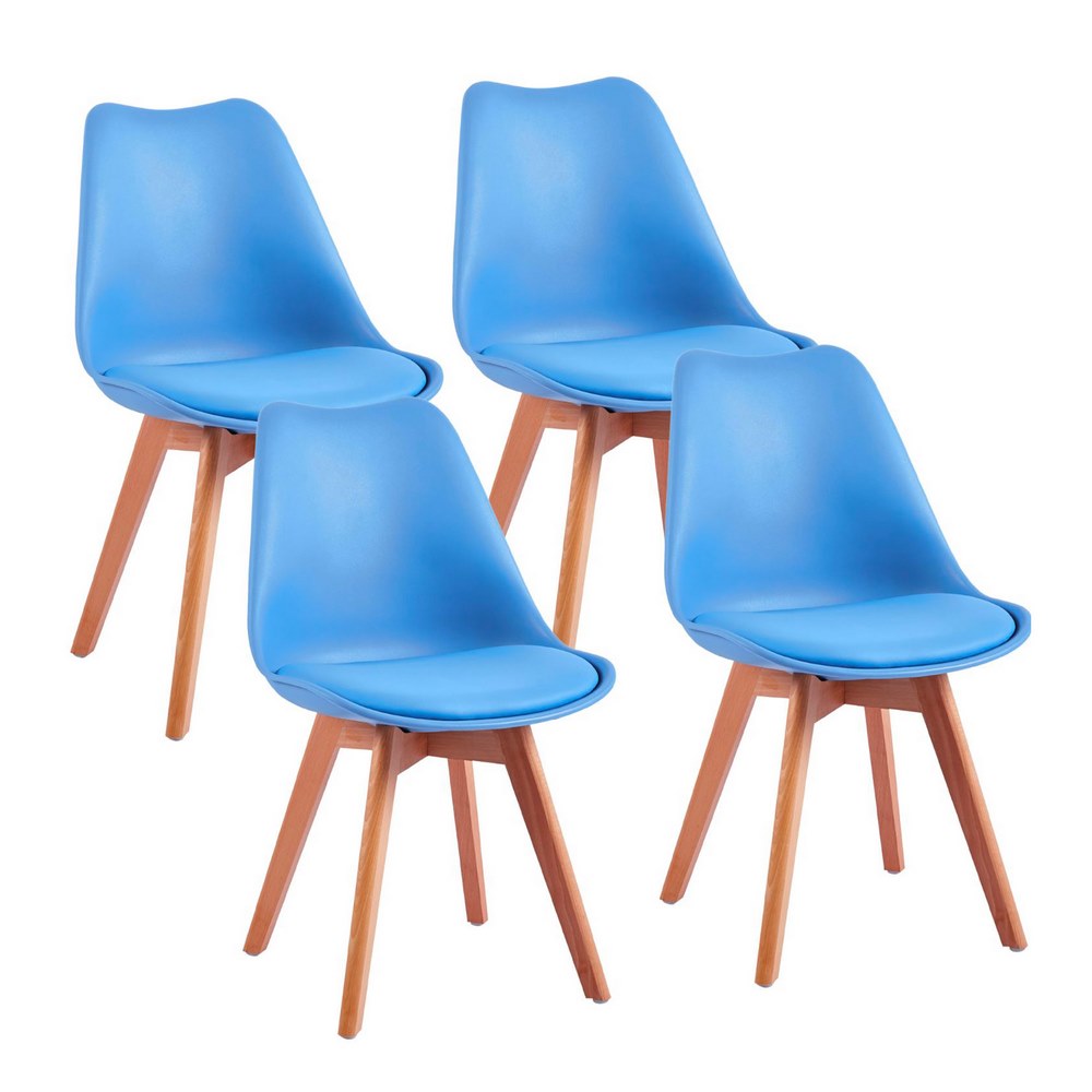 foto del prodotto set 4 sedie 53,5x48,5x83 cm in polipropilene e similpelle candice azzurre