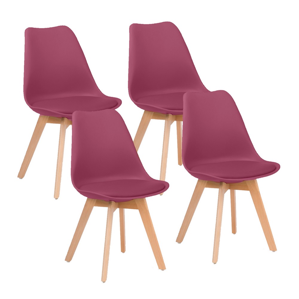 foto del prodotto set 4 sedie 53,5x48,5x83 cm in polipropilene e similpelle candice bordeaux