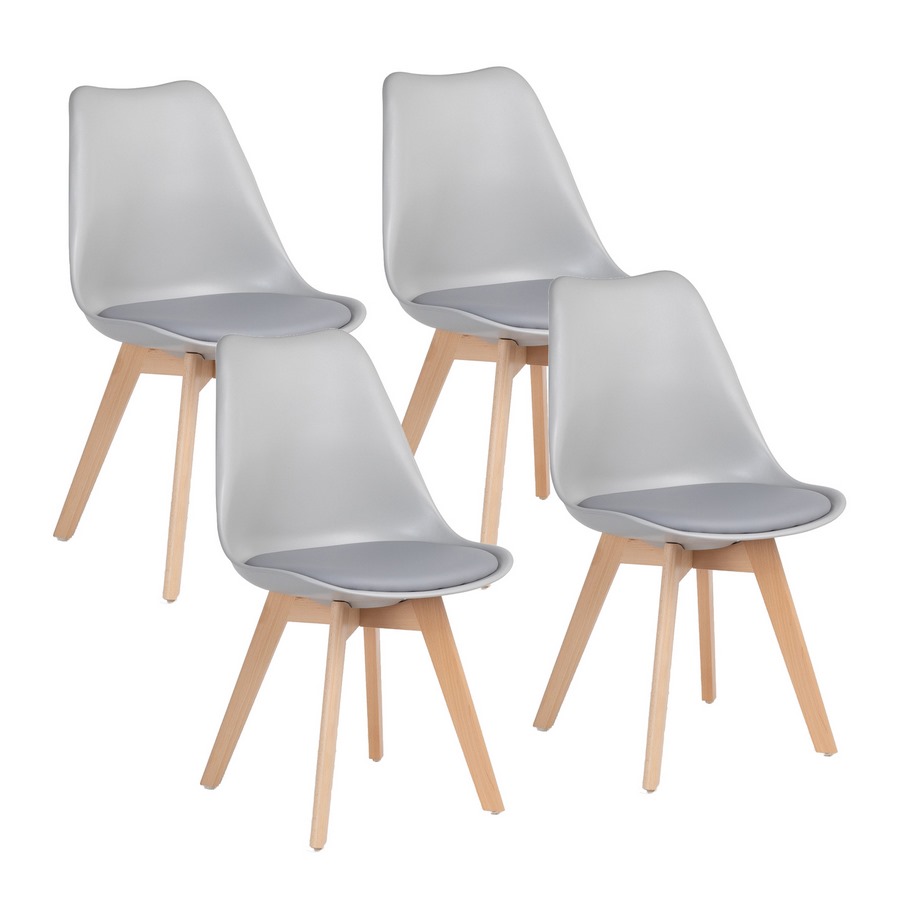 foto del prodotto set 4 sedie 53,5x48,5x83 cm in polipropilene e similpelle candice grigia