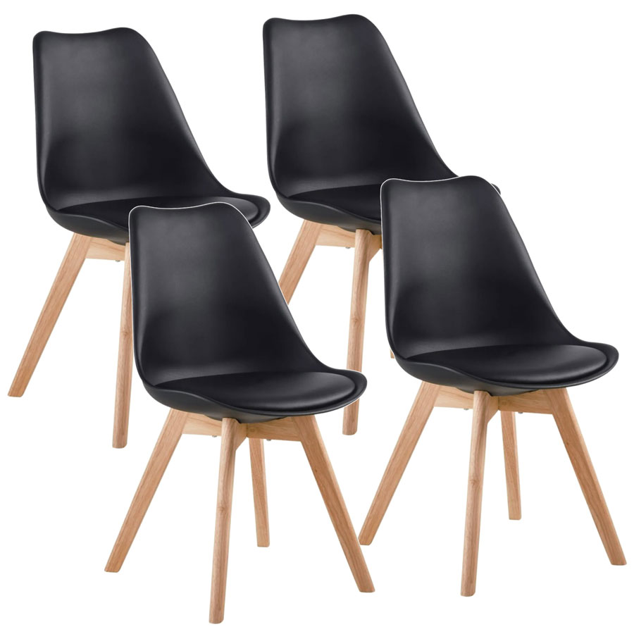 foto del prodotto set 4 sedie 53,5x48,5x83 cm in polipropilene e similpelle candice nera
