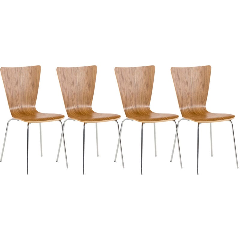 foto del prodotto set 4 sedie cucina sala da pranzo impilabili in legno di rovere e struttura stabile con quattro gambe in metallo 100003163