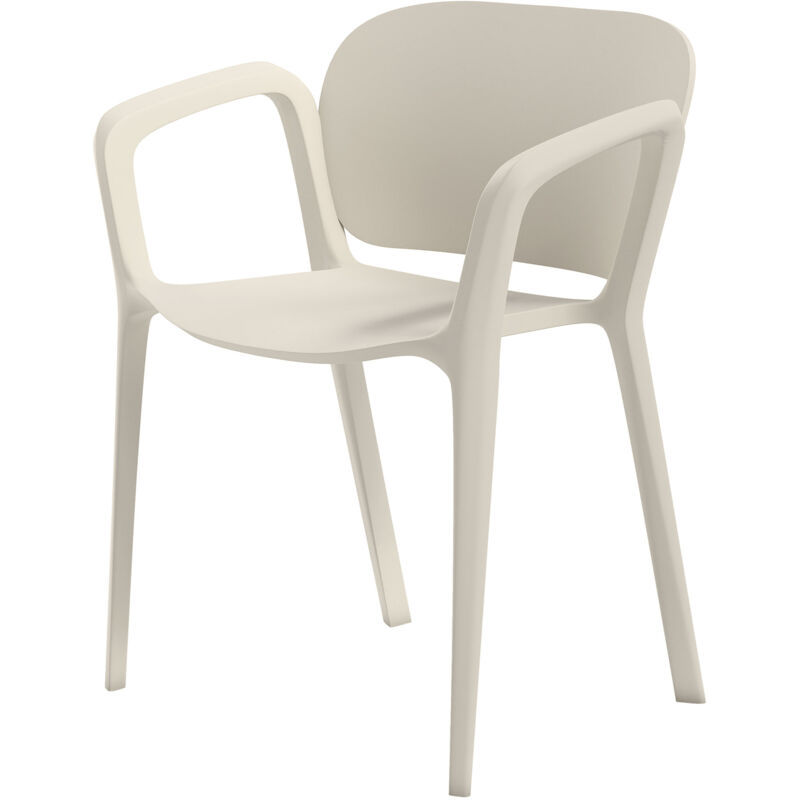 foto del prodotto set 4 sedie da esterno impilabili e moderne in pp bianco 60x56x75 cm outsunny