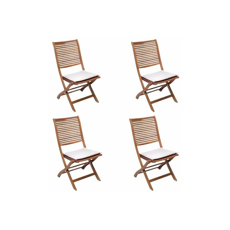 foto del prodotto set 4 sedie da esterno pieghevoli in teak set 4 sedie in teak con cuscino