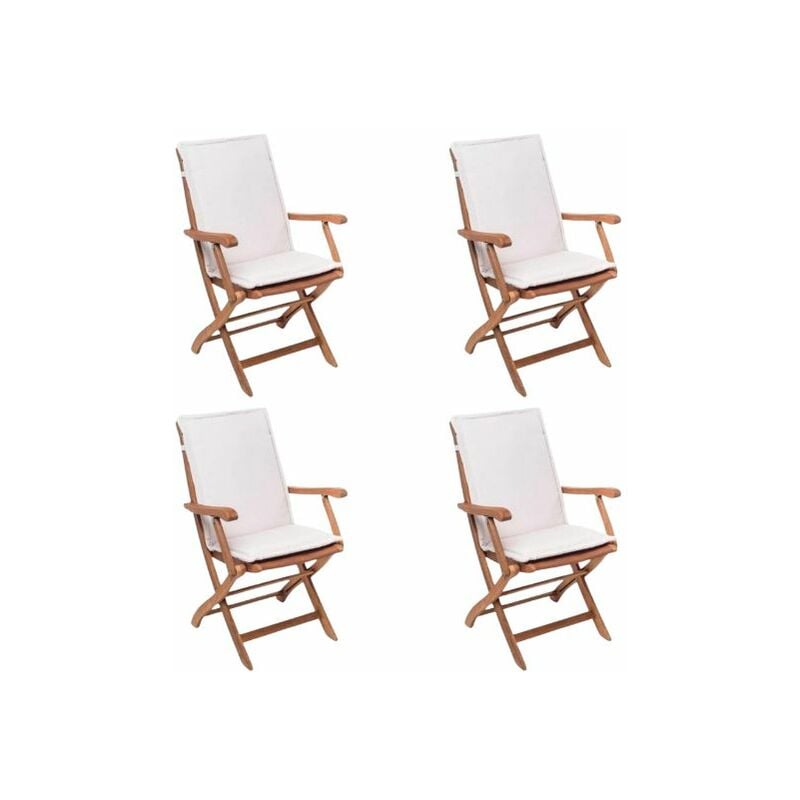 foto del prodotto set 4 sedie da esterno pieghevoli in teak set 4 sedie in teak con cuscino e schienale