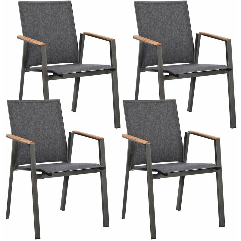 foto del prodotto set 4 sedie da giardino 59x61x88h cm con braccioli cameron antracite