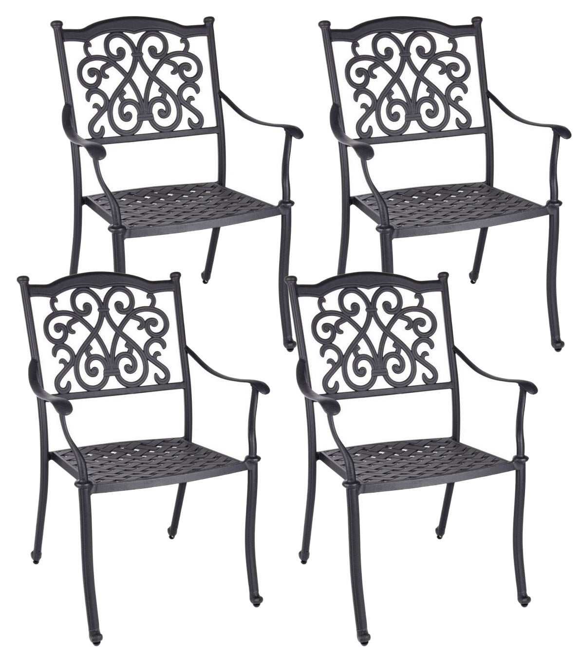 foto del prodotto set 4 sedie da giardino 65x60x92h cm con braccioli ivrea antracite