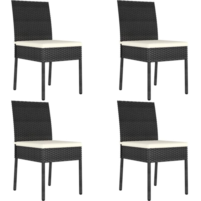 foto del prodotto set 4 sedie da pranzo in resistente polyrattan cuscini da esterni vari colori colore nero