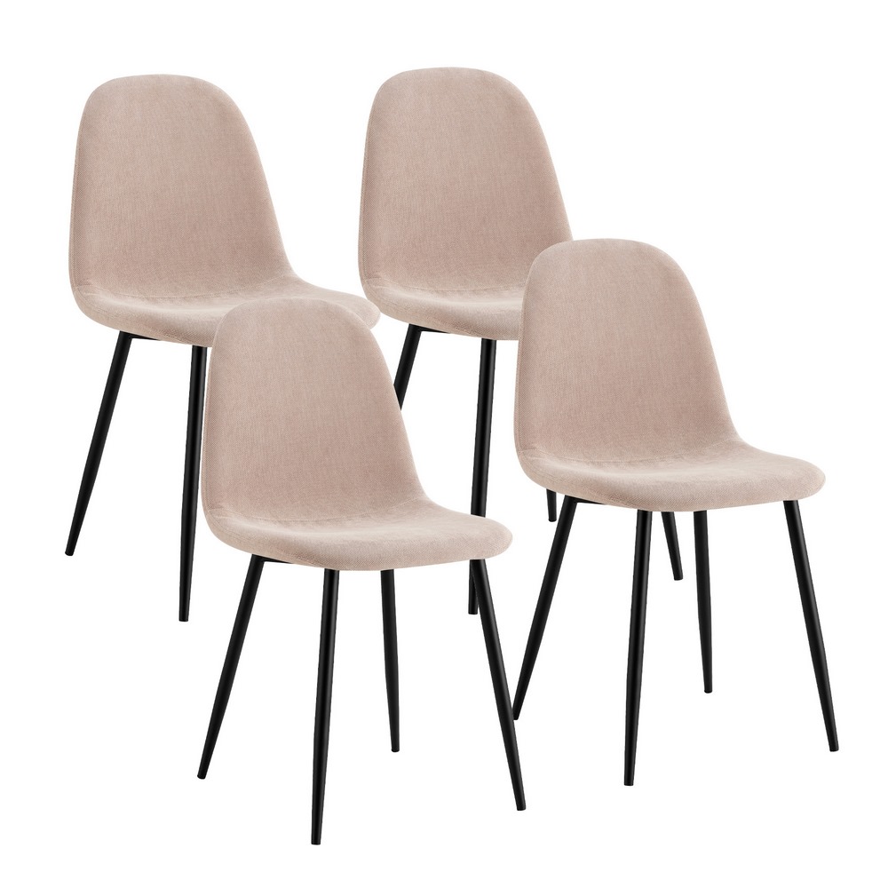 foto del prodotto set 4 sedie da salotto imbottite in tessuto bella kakhi