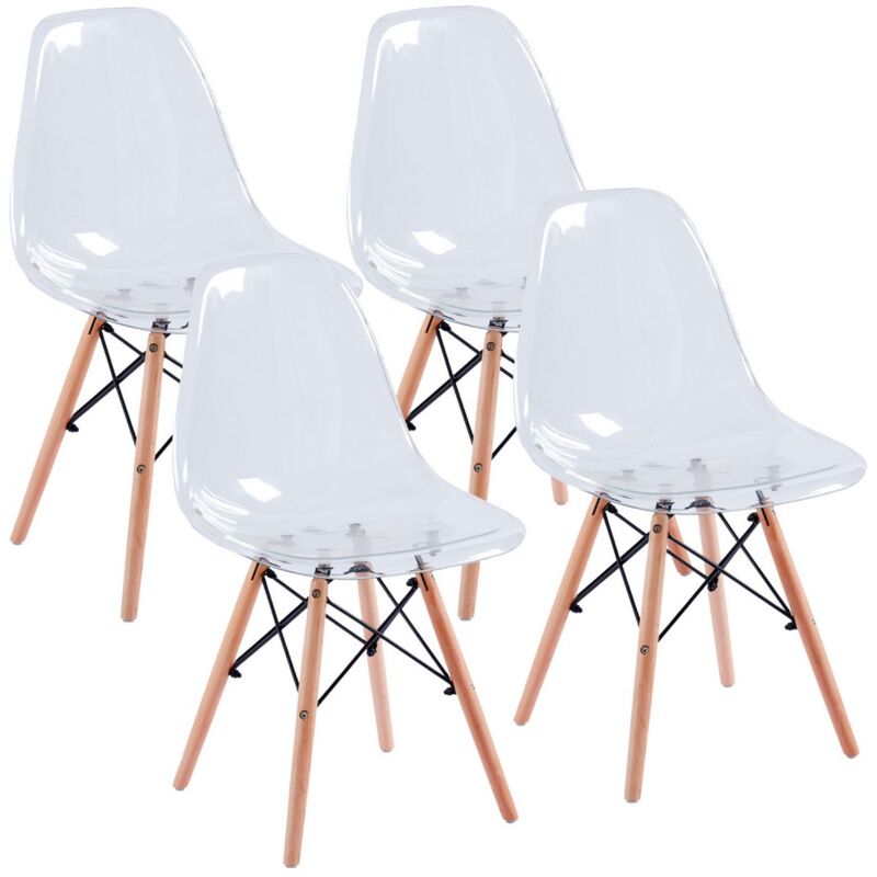 foto del prodotto set 4 sedie design trasparente betty