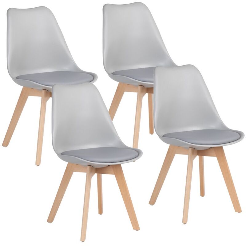foto del prodotto set 4 sedie grigie stile nordico con cuscino candice