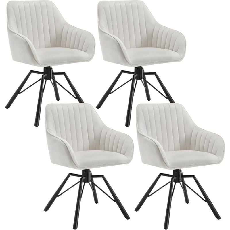 foto del prodotto set 4 sedie imbottite moderne da cucina o soggiorno gambe in metallo. seduta in velluto crema woltu