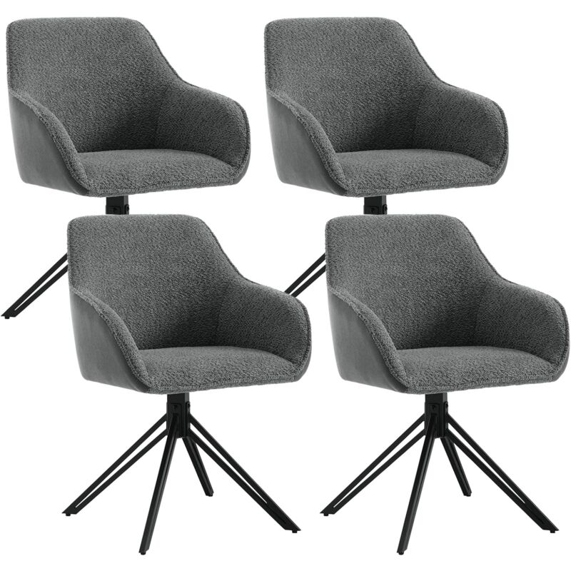 foto del prodotto set 4 sedie imbottite moderne da cucina o soggiorno grigio scuro woltu