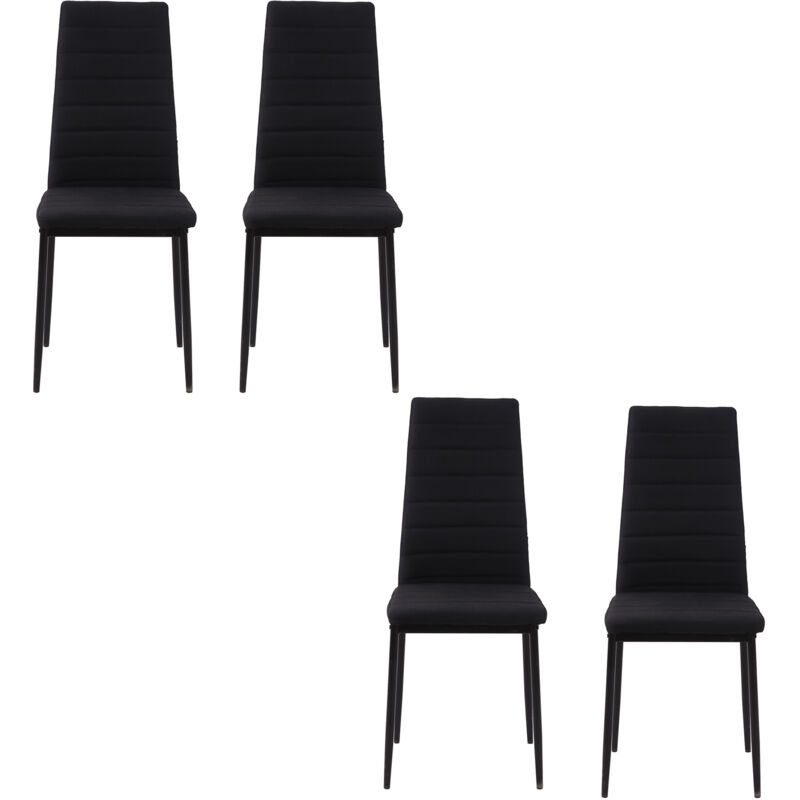 foto del prodotto set 4 sedie imbottite per cucina o soggiorno in metallo e tessuto nero homcom