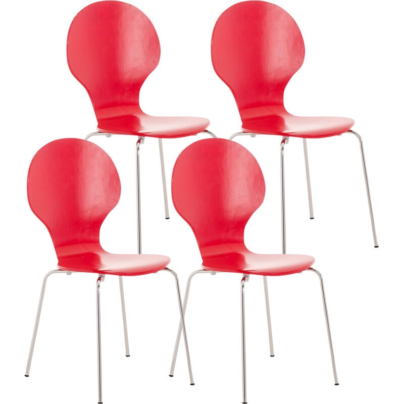 foto del prodotto set 4 sedie impilabili diego in legno robusto rosso