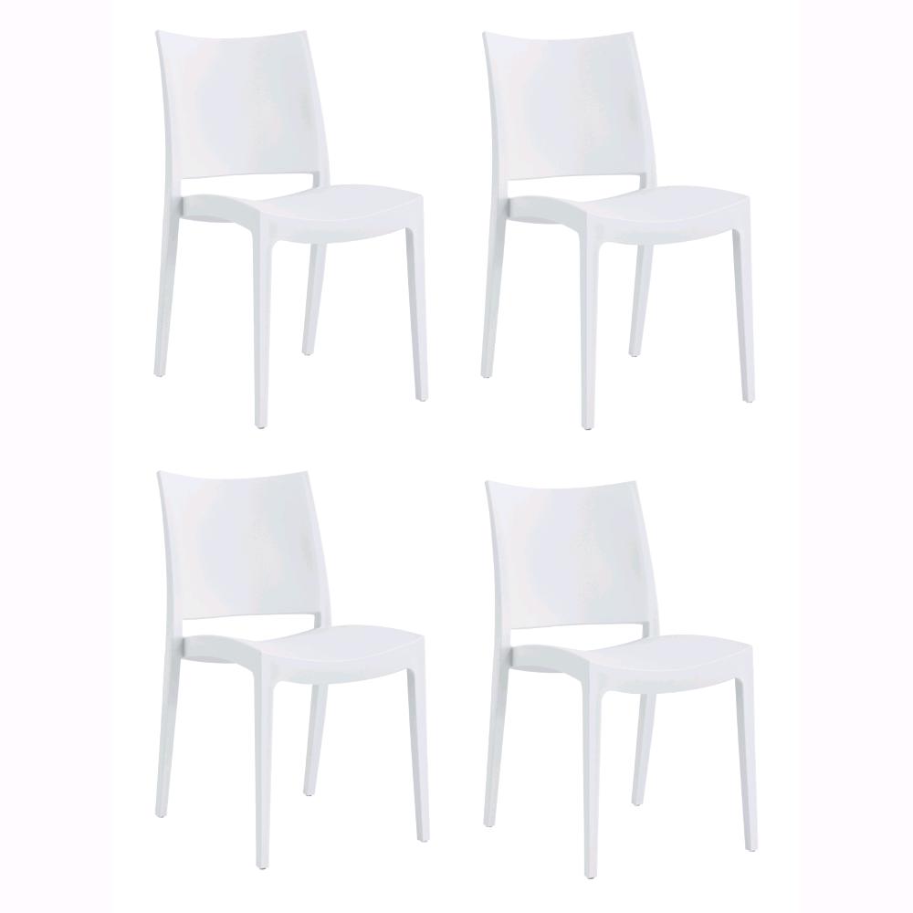 foto del prodotto set 4 sedie impilabili in polipropilene 83x56x46 cm colore bianco design classic