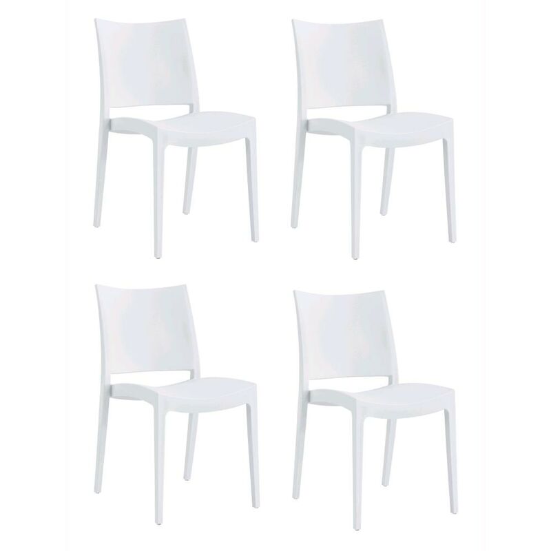 foto del prodotto set 4 sedie impilabili in polipropilene 83x56x46 cm colore bianco design classic attenzione al modello classico colore bianco