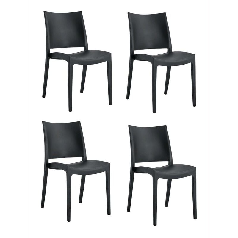 foto del prodotto set 4 sedie impilabili in polipropilene 83x56x46 cm colore nero design classic attenzione al modello classico colore nero