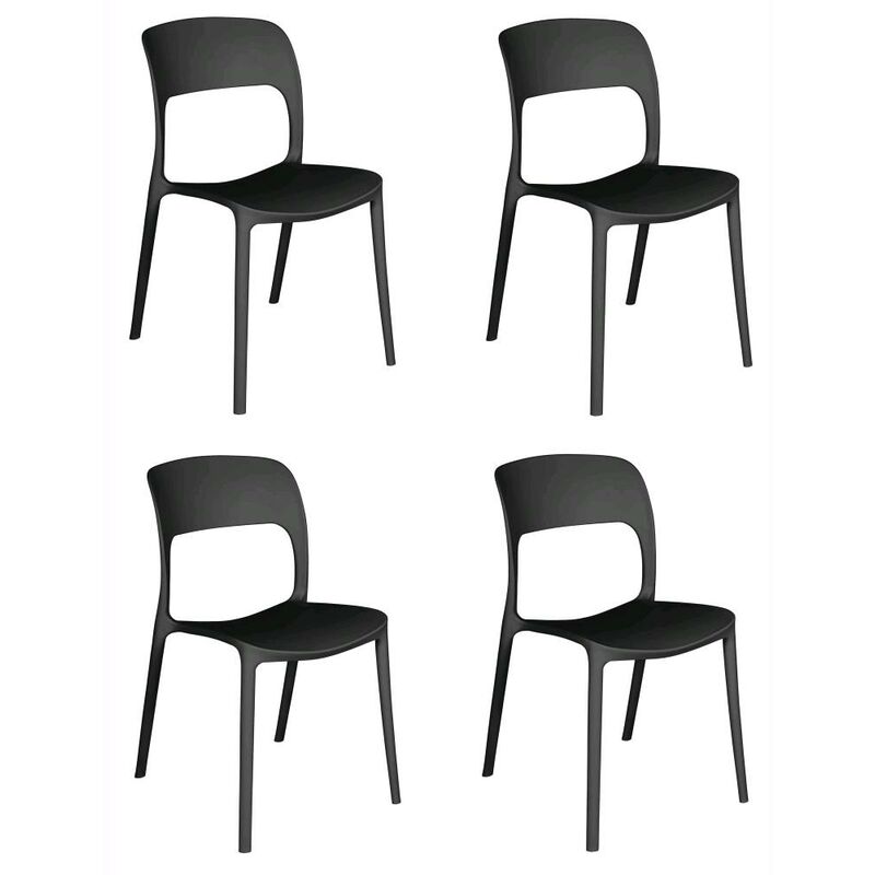 foto del prodotto set 4 sedie impilabili in polipropilene 83x56x46 cm colore nero design moderno moderno colore nero