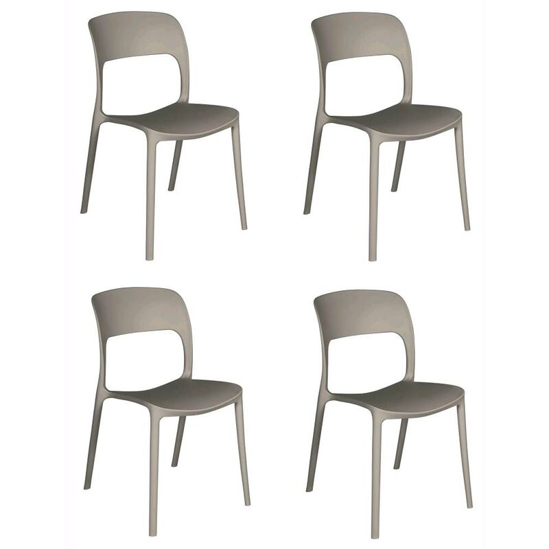 foto del prodotto set 4 sedie impilabili in polipropilene 83x56x46 cm colore tortora design moderno moderno colore tortora