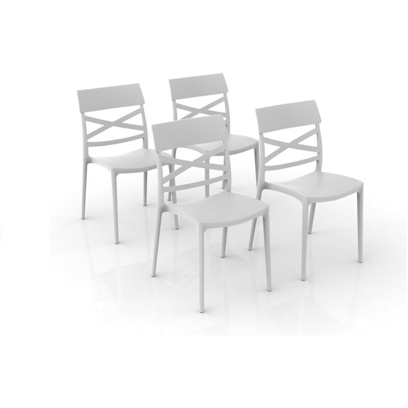foto del prodotto set 4 sedie impilabili jazz in polipropilene neutro rinforzato bianco, l 44,5 x p 54,5 x h 85,5 cm, made in italy gloupie