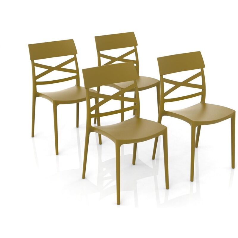 foto del prodotto set 4 sedie impilabili jazz in polipropilene neutro rinforzato giallo senape, l 44,5 x p 54,5 x h 85,5 cm, made in italy gloupie